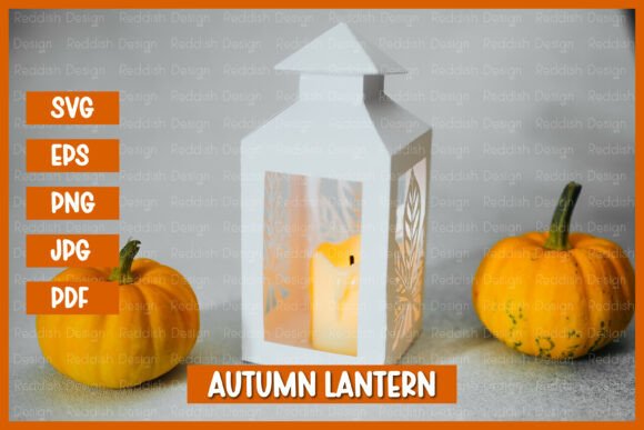 3D Autumn Lantern SVG for Fall Branding and Marketing
