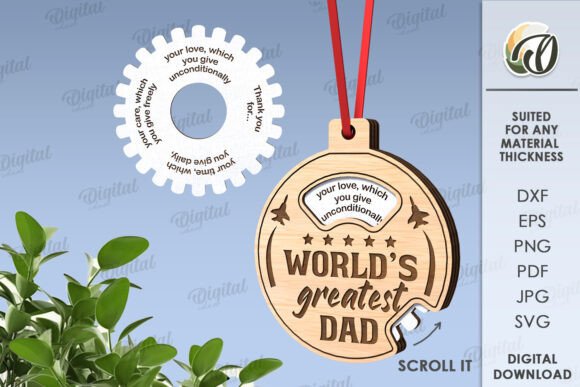 3D Father’s Day Spinning Ornament for Laser Cutting
