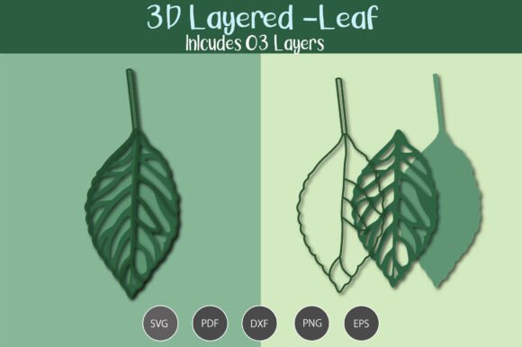 3D Layered Leaf: A Graphic Design Asset for Crafts and Modern Branding