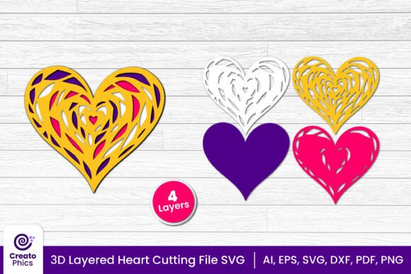 3D SVG Heart Cut File for Home Décor Projects