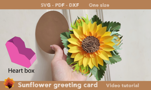 3D SVG Sunflower Buds Greeting Card Template for Paper Flowers