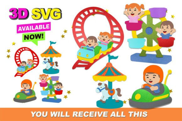 Amusement Park Elements 3D SVG: A Versatile Graphic Design Asset for Creative Publishing