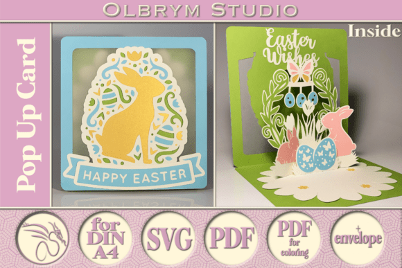 Easter Bunny 3D SVG Pop-Up Card for Festive Branding