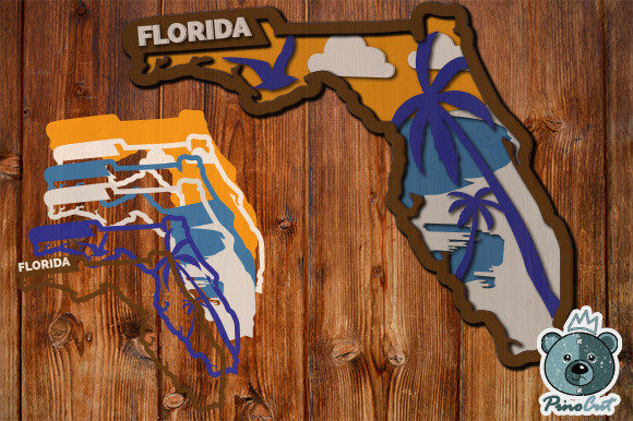 Florida, 3D Layered Tropical Florida: A Versatile SVG for Shadow Box Creations