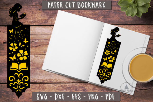 Girl with Book SVG 3D Bookmark for Crafts and Graphics