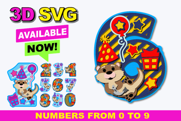 Otter Numbers 3D SVG Graphics and Crafts Review