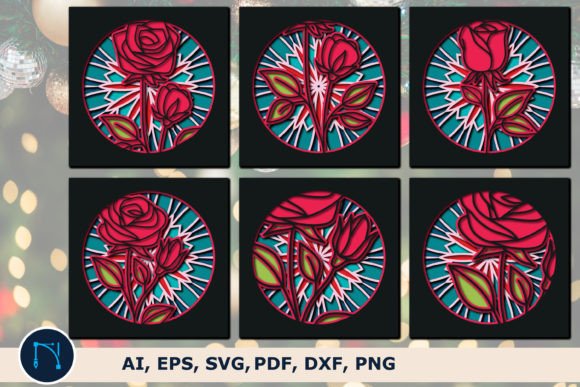 Rose Mandala 3D Shadow Box SVG Bundle for Laser Cutting and Shadow Boxes