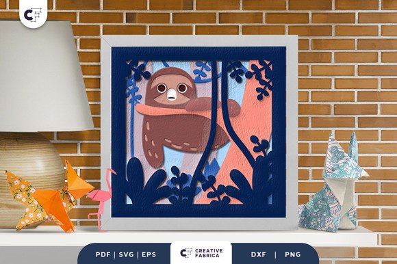 Sloth Sleeping on the Branch 3D SVG Animals