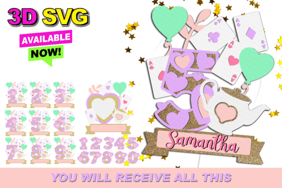 Tea Party Numbers Topper 3D SVG Review