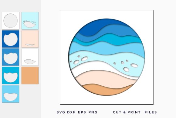 Waves 3D SVG Layers for Shadow Box Design